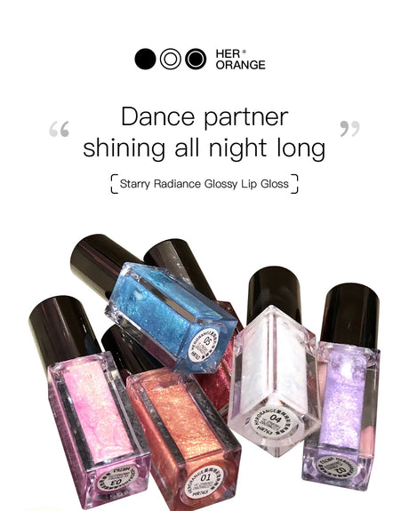 HERORANGE Glittering Mirror Lip Glaze, Watery Shimmering Light Lip Gloss Makeup 6 Colors, Hydrating Moisturizing, Long Lasting