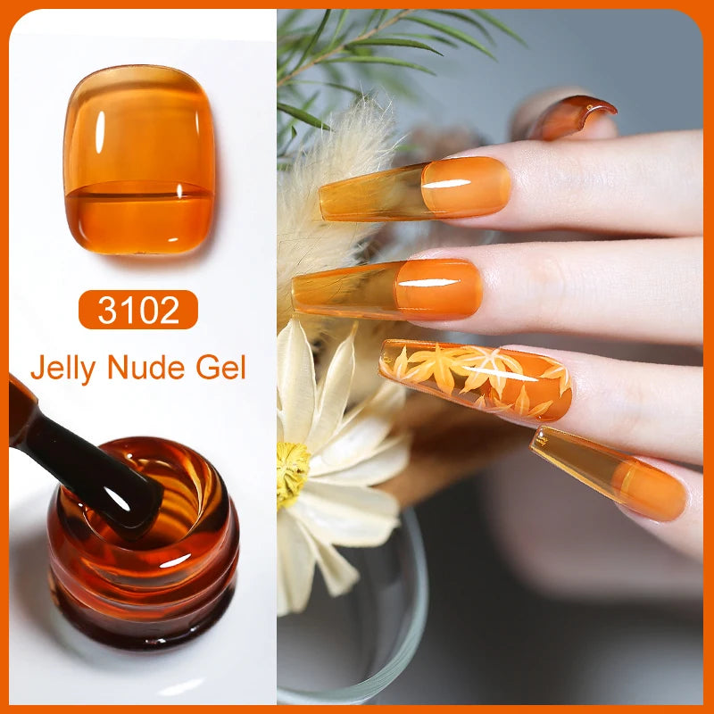 Clou Beaute Translucent Jelly Nude Pink Nail Gel Polish 15ml Vernis Semi Permanent Gel Colorful Varnish Nail Art Manicure Gel