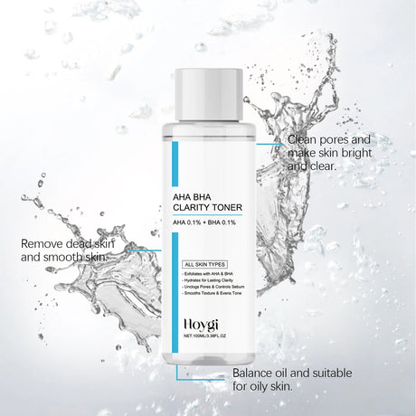 AHA BHA Toner Gentle Exfoliating Toner for Oily Skin Pore Refining Soothing Hydrating Facial Essence Daily Oil Control Skincare