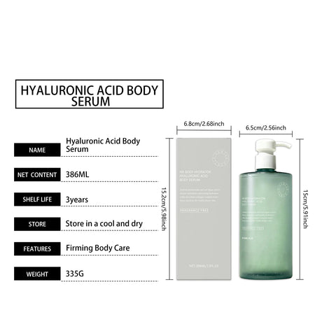Hyaluronic Acid Body Serum Deep Hydrating Body Lotion for Smoother Plumper Looking Skin Lightweight Fast-Absorbing Body Care