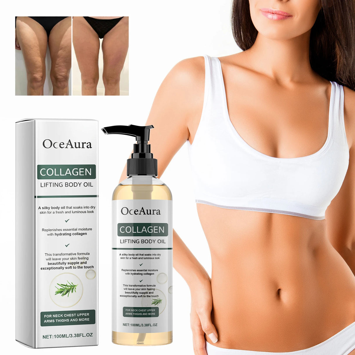 Collagen Firming Body Oil Deep Hydration Moisturizing Firming Arm Belly & Excess Fat Whole Body Skin Massage Essential Oil 100ml