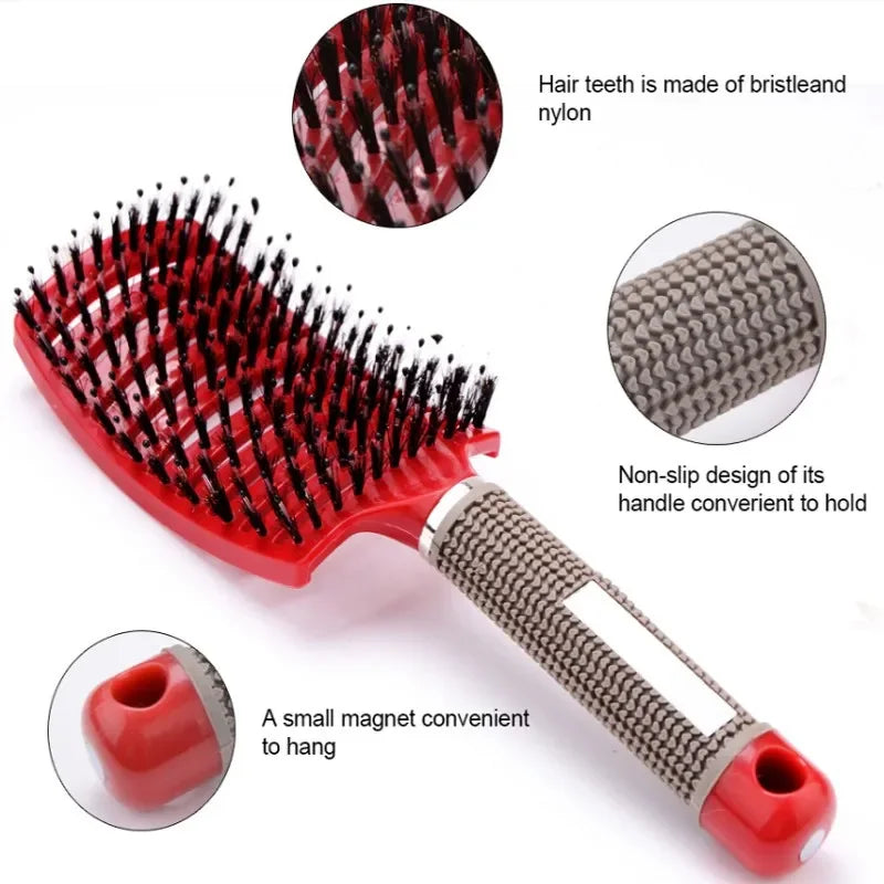 Hair Brush Exfoliating Hair Brush Bristle Women's Wet Curly Hair Comb Salon Hair Styling Tool,Special for Real Hair Wigs