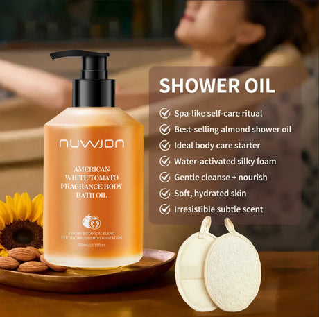 300ml White Tomato Bath Oil Body Cleaning Moisturizing Skin Dirt Remover Smooth Shower Gentle Nourishes Oils For Bath Daily Care