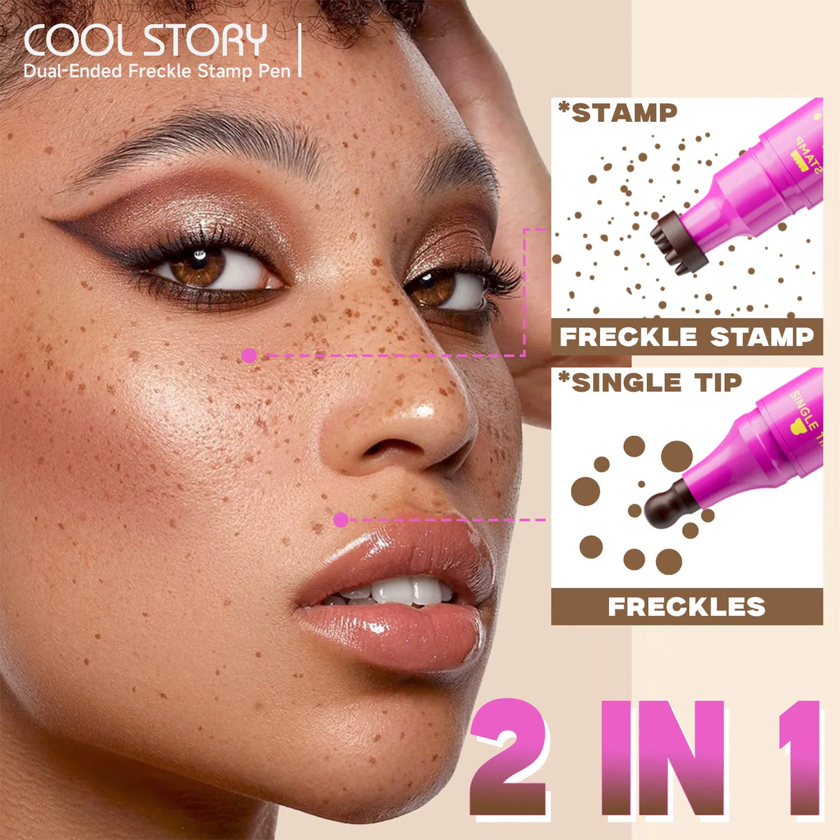 Double Eyeliner Freckles Pen All-in-One Natural Waterproof Lasting Seal Spot Pen Natural Simulation