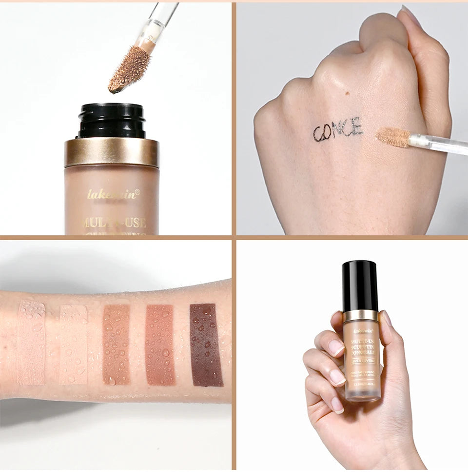 Lakerain 5-Color Waterproof Concealer Matte High Coverage Oil-Control Foundation For Acne Scars And Dark Circles Cosmetics