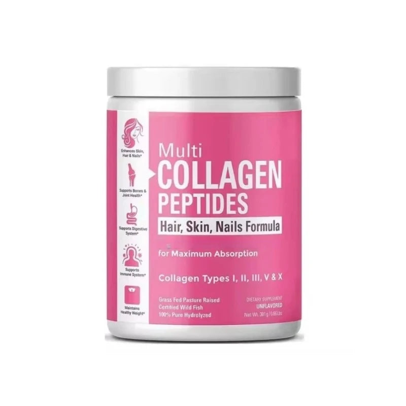 Multi Collagen Peptides Powder – Types I, II, III, V, X, Hydrolyzed Collagen for Women 99% Absorption Skin Hair Nails Joints