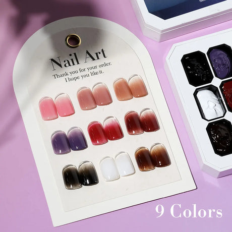 LIMEGIRL 9 Color Gradient Painting Gel Nail Art Design DIY Solid Gel Nail Polish Quickly Carved Petal Nail Painting Gel