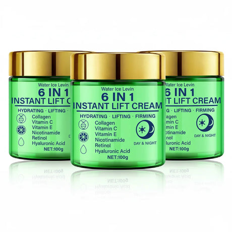 6 in 1 Instant Lift Cream Collagen Vitamin C Retinol Blend. Hydrates Lifts Firms Skin. Day Night Use. Visible Tightening. 100g.