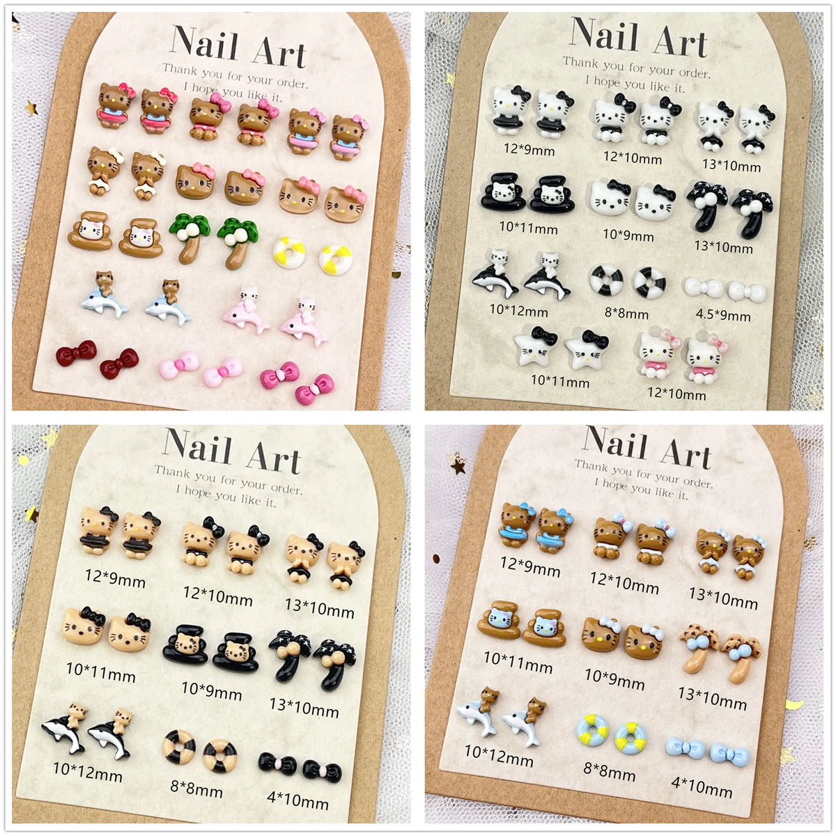 20Pcs Lovely Hello Kitty Cartoon Nail Accessories for Summer Fun Nail Charms Designed for Beautiful Girls