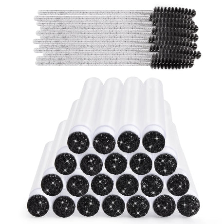 100Pcs Disposable Eyelash Brushes Reusable Eyelashes Brush Tube Mascara Wands Tubes Dust-proof Lash Spoolies Storage Makeup Tool