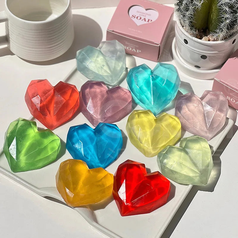 1/3/5pcs mix Diamond Heart Handmade Soap Wedding Gift Set Facial Soap with Chamomile Fragrance Essential Oil Soap