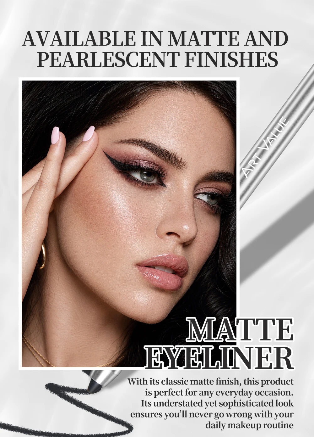 ART VALUE Creamy Texture Matte Eyeliner Pencil Easy Coloring Sweat Proof Eyeshadow Pencil Long Lasting Shimmer Eyeliner Makeup