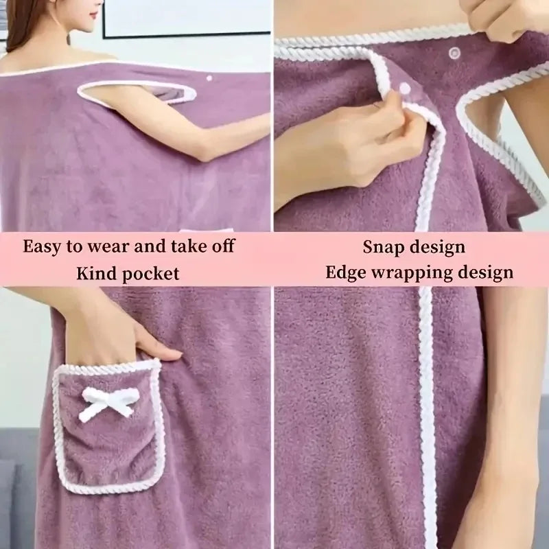 Womens Fast Drying Bath Towel 135x80cm Wearable Beach Spa Shower Gym Towel Girls Clothing Wash Robe