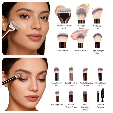 14 PCS Makeup Brushes Professional Make Up Brushes Premium Synthetic Powder Concealers Brushes Travel Makeup Brush Set