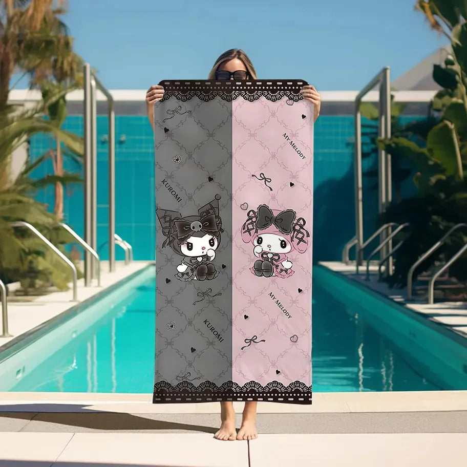 K-kuromi Bathroom Towels Bathroom Set Accessories For Bath Turban for Hair Drying Spa Personal Care Sauna Home Large Gym Towel