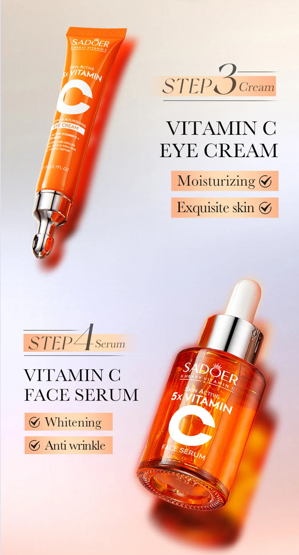 Vitamin C Skincare 6-Piece Gift Set Whitening Brightening Moisturizing And Firming – All In One A Perfect Holiday Christmas Gift