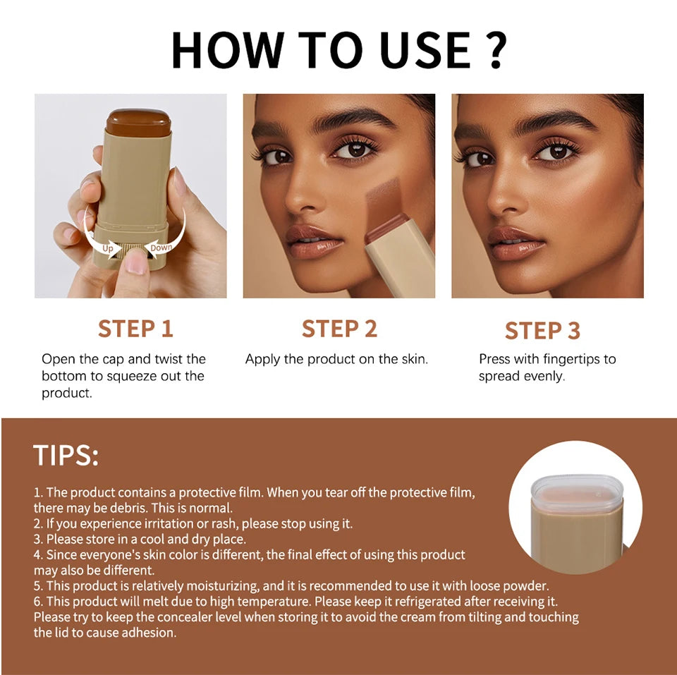 Tinted Moisturizer Balm Foundation Stick Lightweight Hydrating Sheer Coverage Natural Radiant Glow Portable Daily Face Makeup Cosmetic