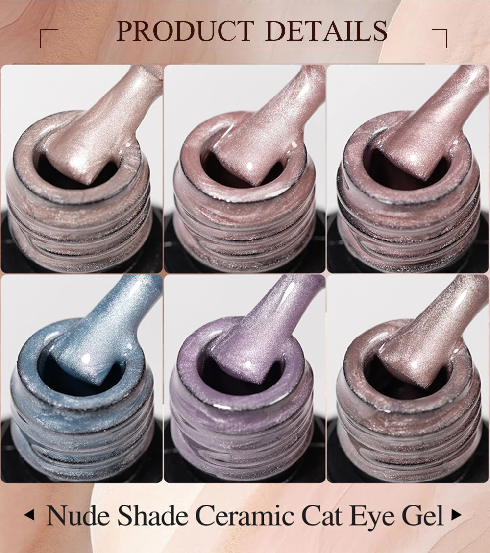 PUENTE 7.5ML Nude Shade Moonlight Cat Magnetic Gel Nail Polish Ultra-Bright Cat Eye Soak Off UV Semi-Permanent Varnish Manicure