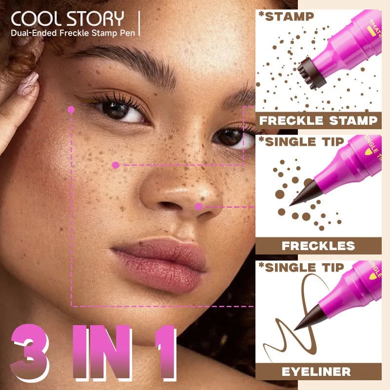 Double Eyeliner Freckles Pen All-in-One Natural Waterproof Lasting Seal Spot Pen Natural Simulation
