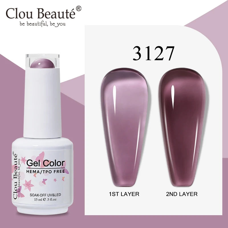 Clou Beaute Translucent Jelly Nude Pink Nail Gel Polish 15ml Vernis Semi Permanent Gel Colorful Varnish Nail Art Manicure Gel
