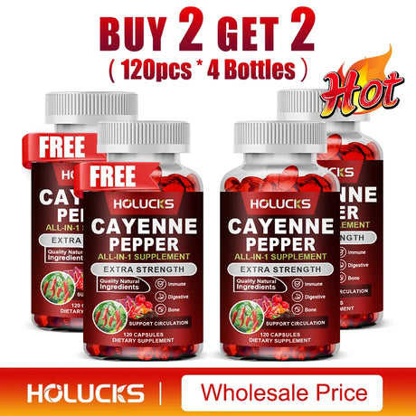 Cayenne Pepper Capsules, with Vitamin D3 K2, Blood Circulation, Promote Digestion, Boost Metabolism, Support Joint, Bone Health