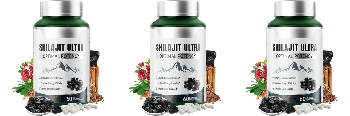Shilajit Ultra with L-Arginine for Natural Energy and Vitality 60 Capsules Non-GMO Endurance Stamina Antioxidant Supplement