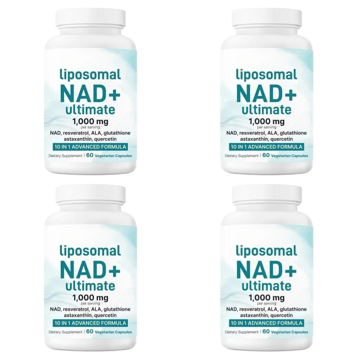 NAD+ Supplement with Glutathione Resveratrol Astaxanthin 10-in-1 Formula 60 Capsules for Men and Women Daily Wellness