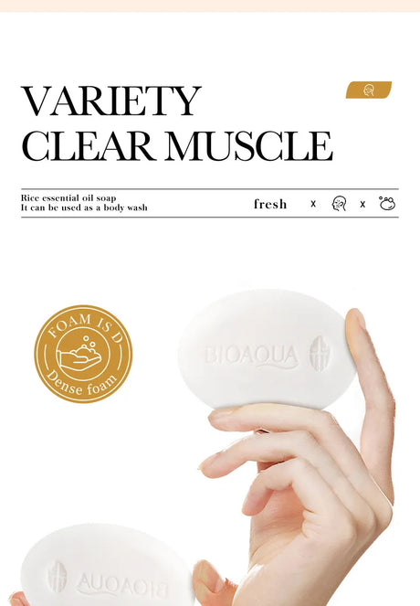 BIOAQUA White Rice Raw Pulp Facial Soap Face Wash Foam Facial Cleanser Moisturizing Whitening Body Bathing Handmade Soap
