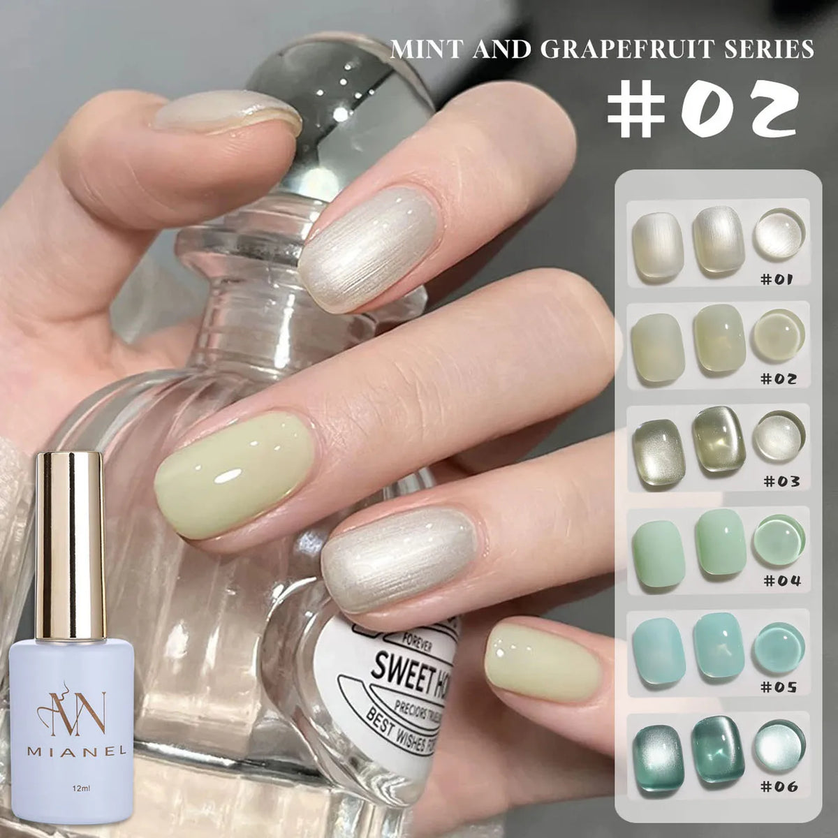 MN 12ML Selling Mint Mambo Gel Nail Polish ilky Green Blue-green Series Gel Polish Blue Nails Green Nail Summer Nail Spring Nail