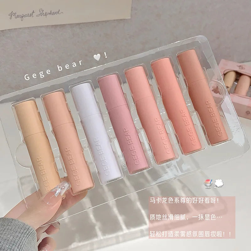 7 Pcs Matte Lipstick Lip Gloss Sets Long-Lasting Non-Fading Waterproof Non-stick Cup Exquisite Gift Everyday Holiday Universal