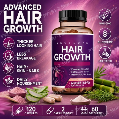 Daily Hair Supplement for Women Contain Biotin Collagen & Zinc Capsules Hair Skin and Nail Nutrition Support 60-Day Supply