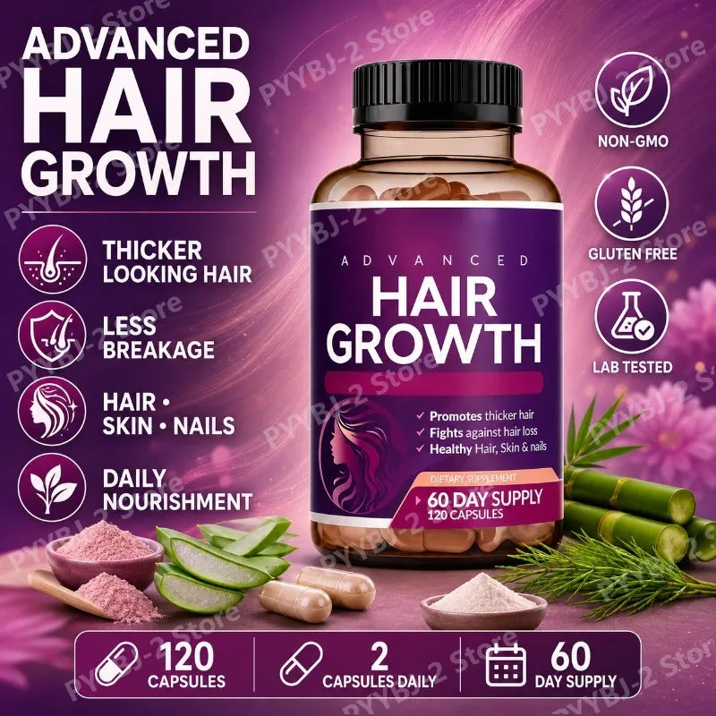 Daily Hair Supplement for Women Contain Biotin Collagen & Zinc Capsules Hair Skin and Nail Nutrition Support 60-Day Supply