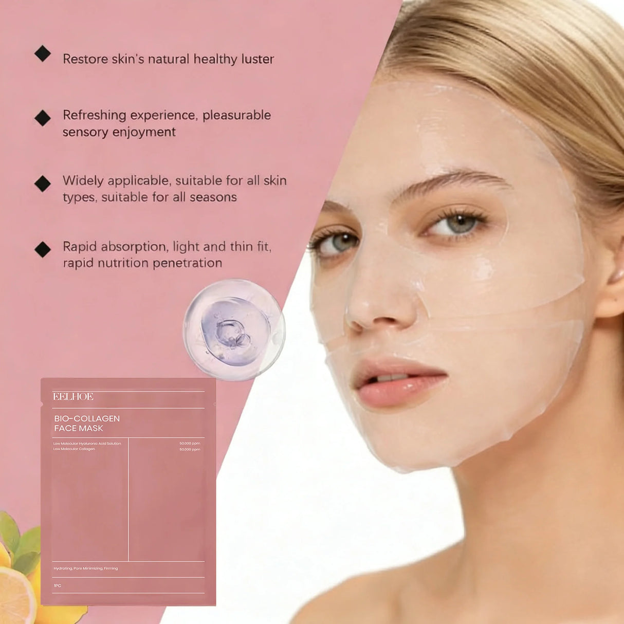 Bio Collagen Face Mask 1/3/ 5/10pcs, Deep Hydrating, Pore Minimizing, Moisturizing Overnight Mask for All Skin Types 
