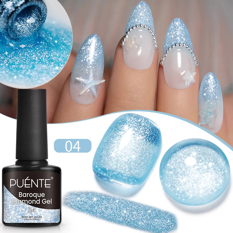 PUENTE 7.5ML Nude Shade Moonlight Cat Magnetic Gel Nail Polish Ultra-Bright Cat Eye Soak Off UV Semi-Permanent Varnish Manicure