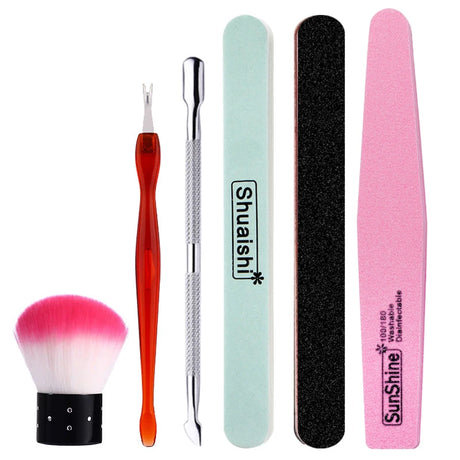 Nail Art Sand File Buffer Sponge Block Brush Nail File Set With Nail Clippers Scissors Dead Skin Remover Care Manicure Kit Tools