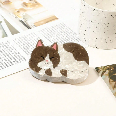 1/6pcsCute and Sweet Cartoon Orange Cat Puppet Kitten Hair Clip High Grade Acrylic Hair Claw Back of Head Coiled Hair Shark Clip