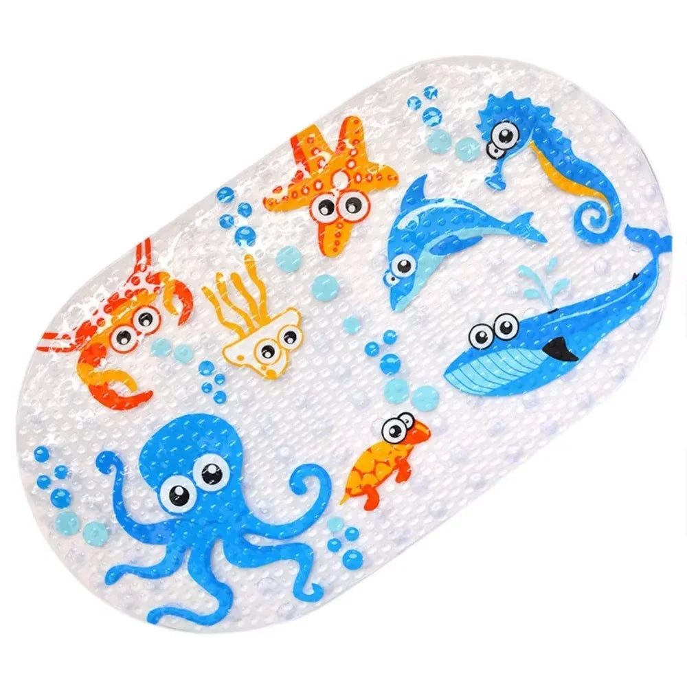 1pc Cartoon Non-slip Bath Mat with Suction Cups 38x69cm Shower Mats for Bathroom Kid's Bathtub Carpet Bath Mat Bathroom Rug