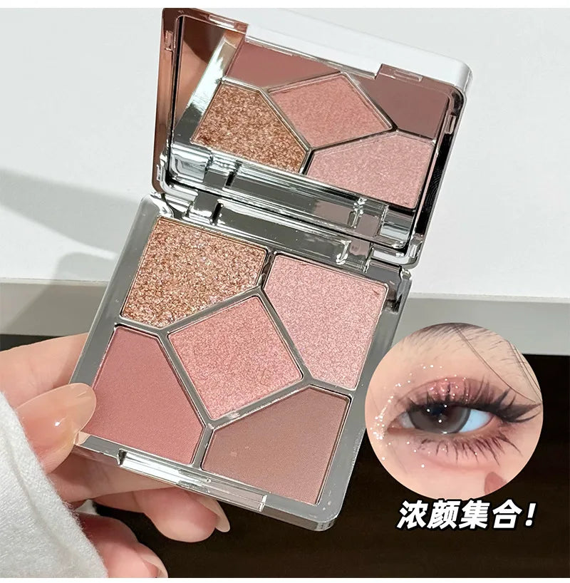 Eyeshadow Palette Blush Highlight Makeup Pearly Highgloss Shimmer Pink Brown Earth Color Fine Sequins Eye Shadow