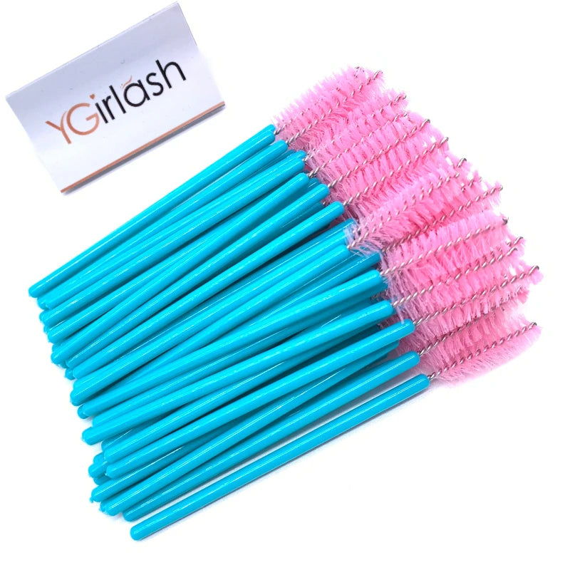 YGirlash 50Pcs Lash Swans Crystal Eyelash Applicator Disposable Diamond Handle Nylon Mascara Wands Brush Cosmetic Tools