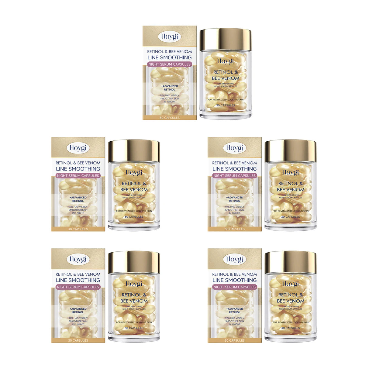 Retinol Bee Venom Facial Capsules Anti-Wrinkle Firming Smoothing Moisturizing Facial Skin Anti-Aging Night Serum for Face & Neck