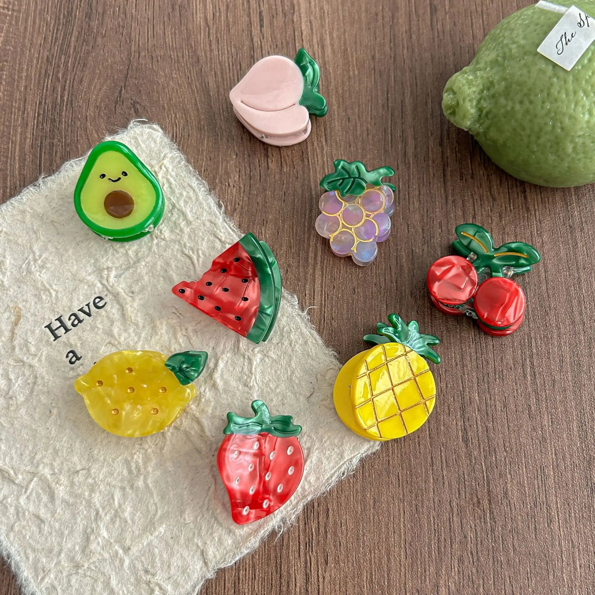 Cute Acetic Acid Strawberry and Watermelon Fruit Series Mini Hair Clips Sweet and Girly Small Size Bangs Hair Clips for Women