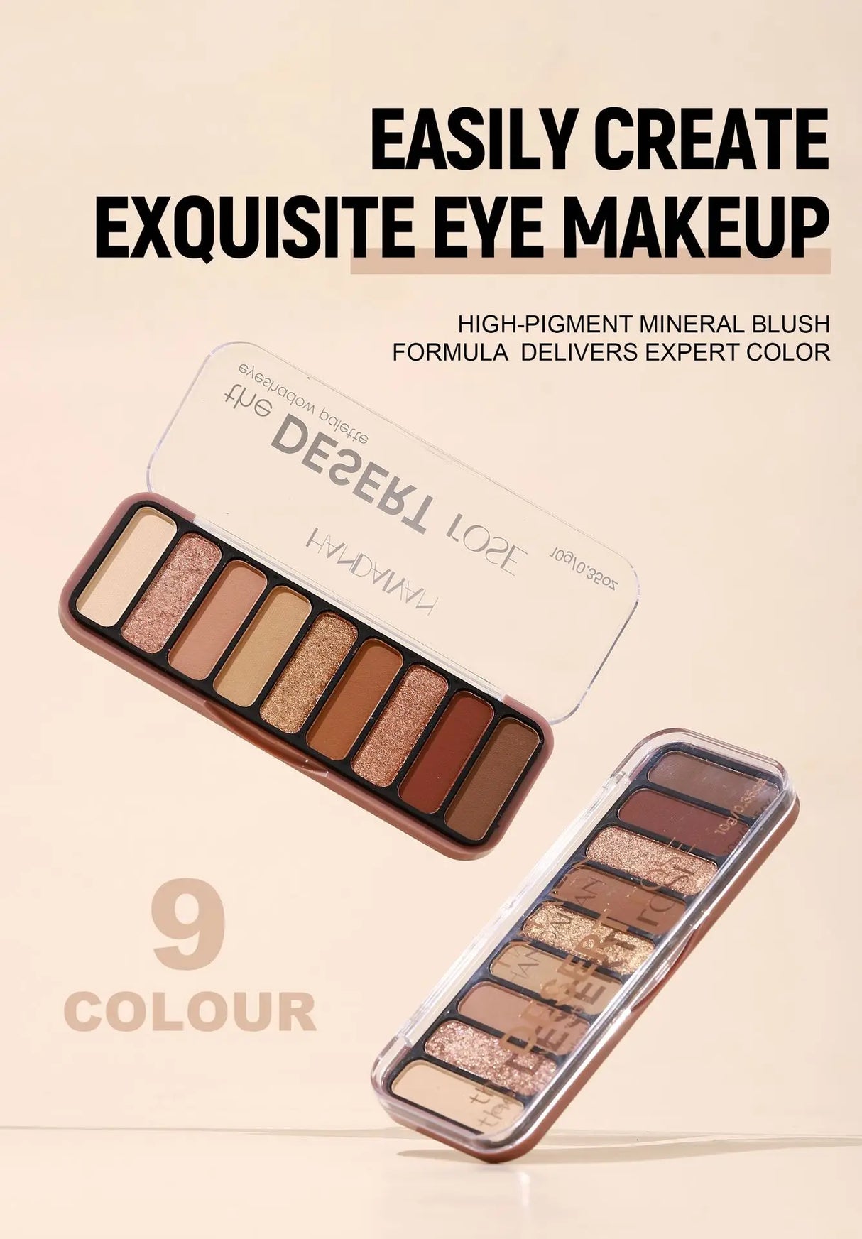 Desert Rose 9 Color Eyeshadow Palette High Pigment Matte Mineral Waterproof Long Lasting Natural Earthy Tones Makeup