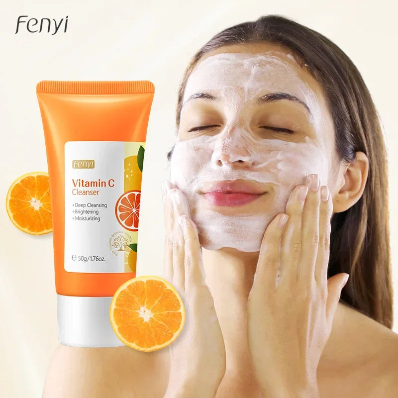 Japanese Cherry Blossom or Vitamin C Facial Cleanser Skin Cleansing Moisturizing Blackhead Remove Skincare Face Wash Foam Face