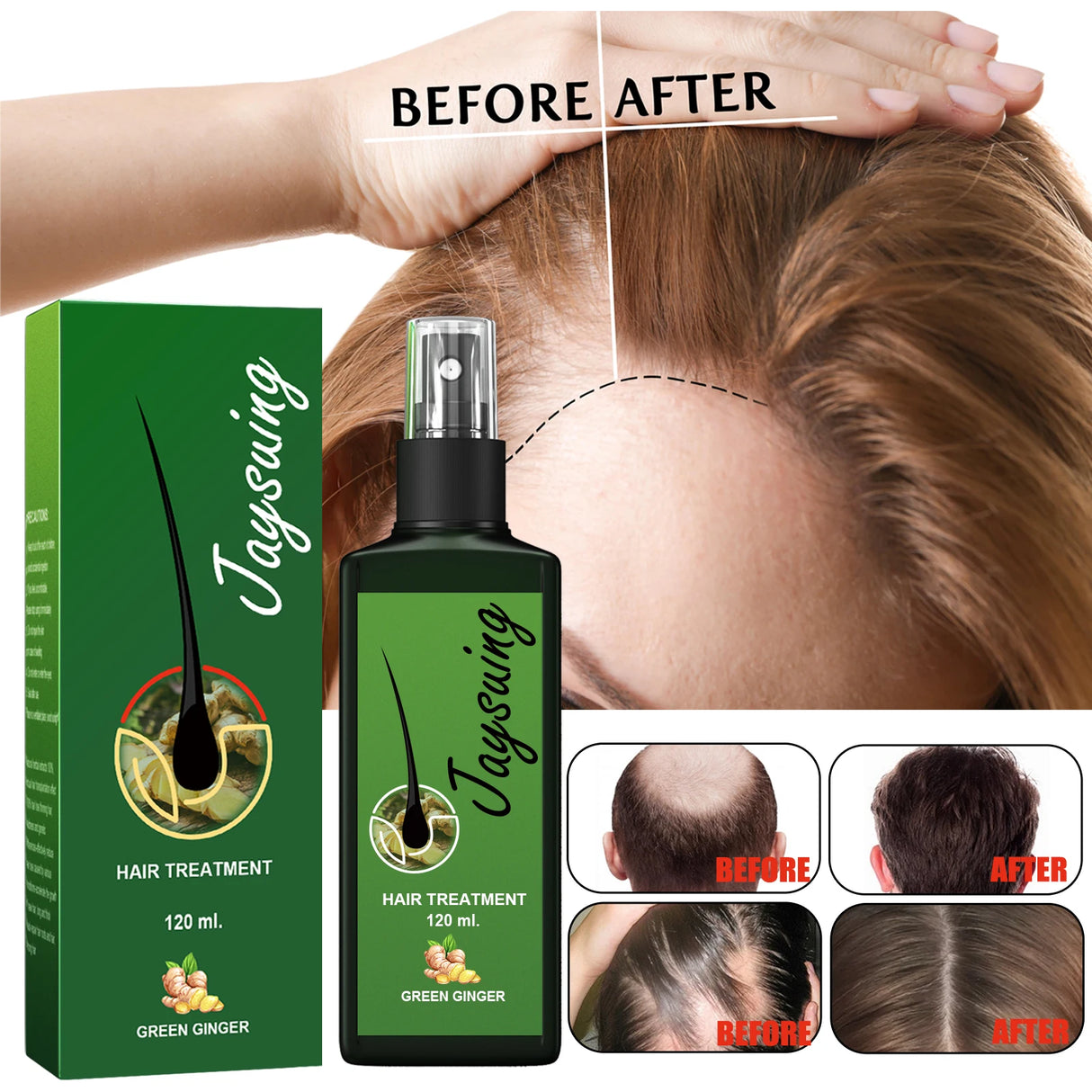 Hair Care Spray Ginger Massage Scalp Improve Dry Damaged Serum Smooth Nourish Repair Roots Anti Hair Loss Essence For Men Women
