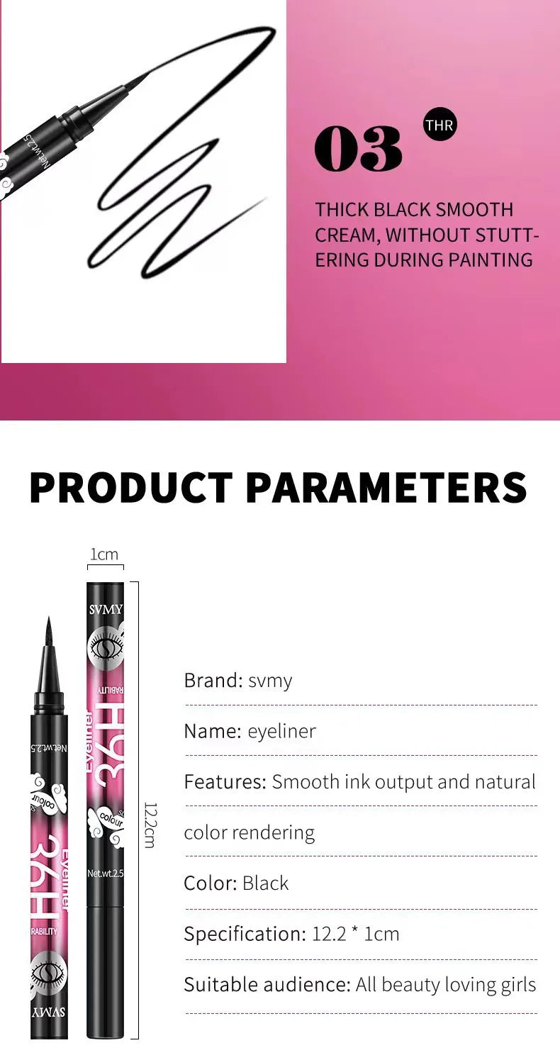 12-pack of best-selling black liquid eyeliners, long-lasting and waterproof, exquisite cosmetics.