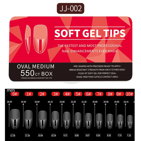 550pcs Soft Gel Nail Tips Medium Short Almond Coffin Full Cover Matte Extension Tool Acrylic Press on Nail French Manicure Decor