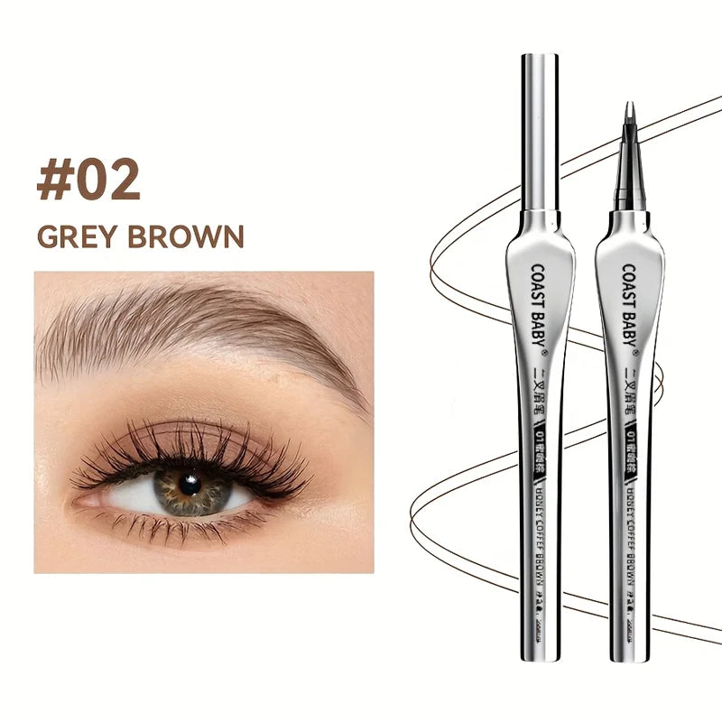 Natural Hair-Like Strokes Eyebrow Pen COAST BABY 2 Forks Tip Waterproof Long Lasting Smudge Proof Brow Pen
