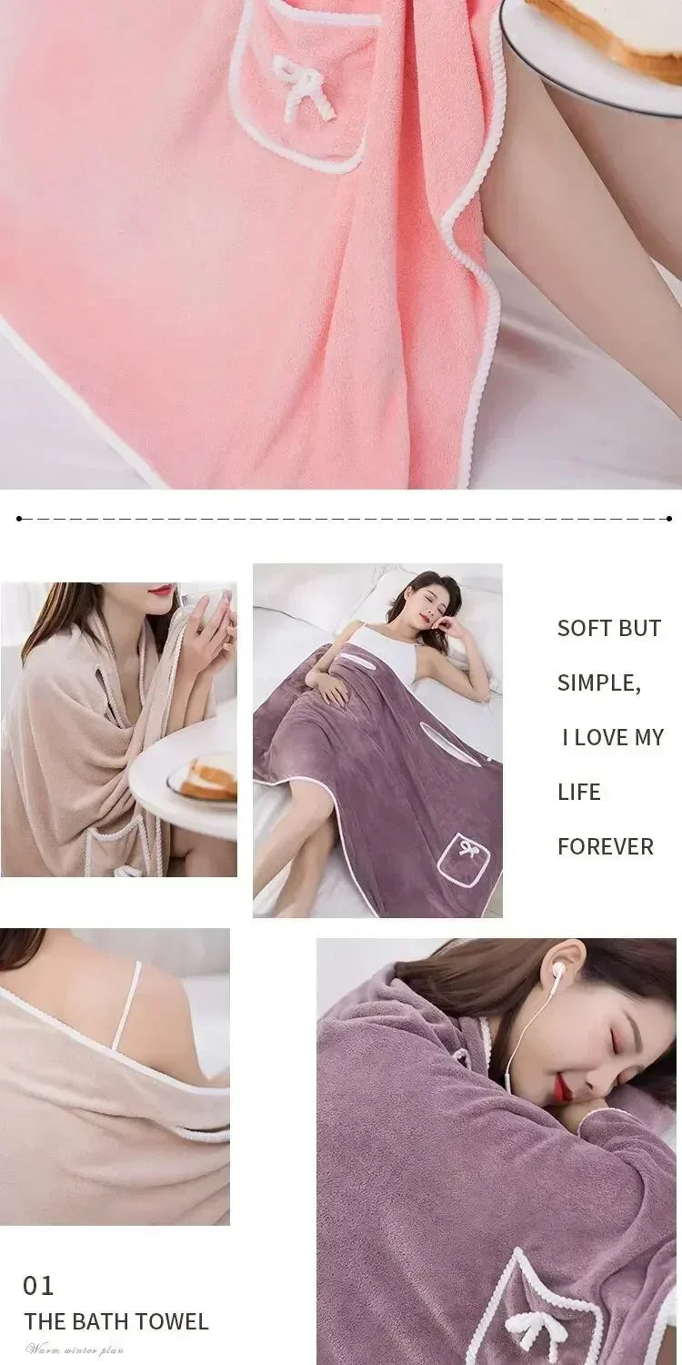 Women's Bath Towel Wearable 140x85cm - Quick Dry Spa&Beach Wrap with Anti-Slip Design for Shower Gym Yoga Fast-drying Convenient