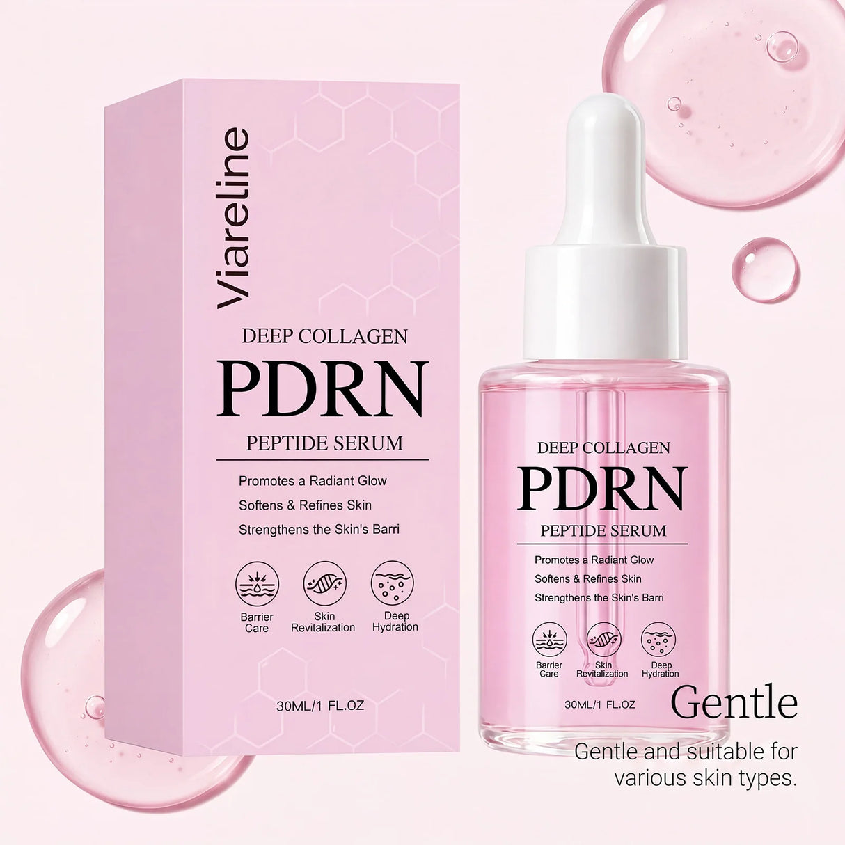 Collagen PDRN Peptide Serum For Barrier Repair Hydrating Revitalizing Anti Aging Formula Brightening Face Glow Treatment Essence