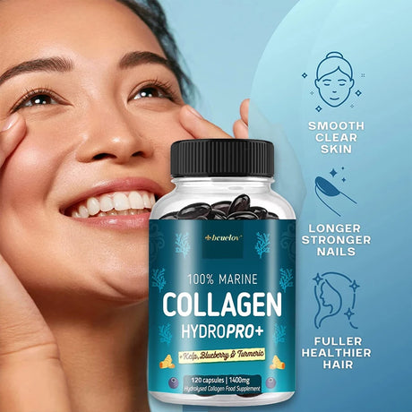 Hydrolyzed Marine Collagen - HYDROPRO, Advanced Hydrolyzed Formula for Optimal Absorption, Skin, Hair, Nails & Joint Support